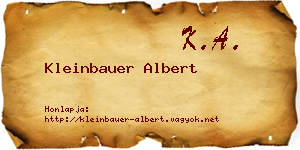 Kleinbauer Albert névjegykártya